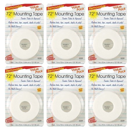 MAGIC MOUNTS Removable Mounting Tape, 1in x 72in, PK6 3239